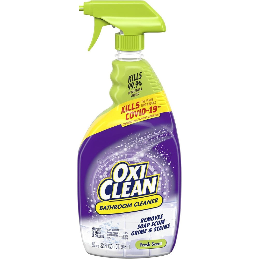 OxiClean Bathroom Cleaner 32 ounce bottle front view for shower tub and tile cleaning