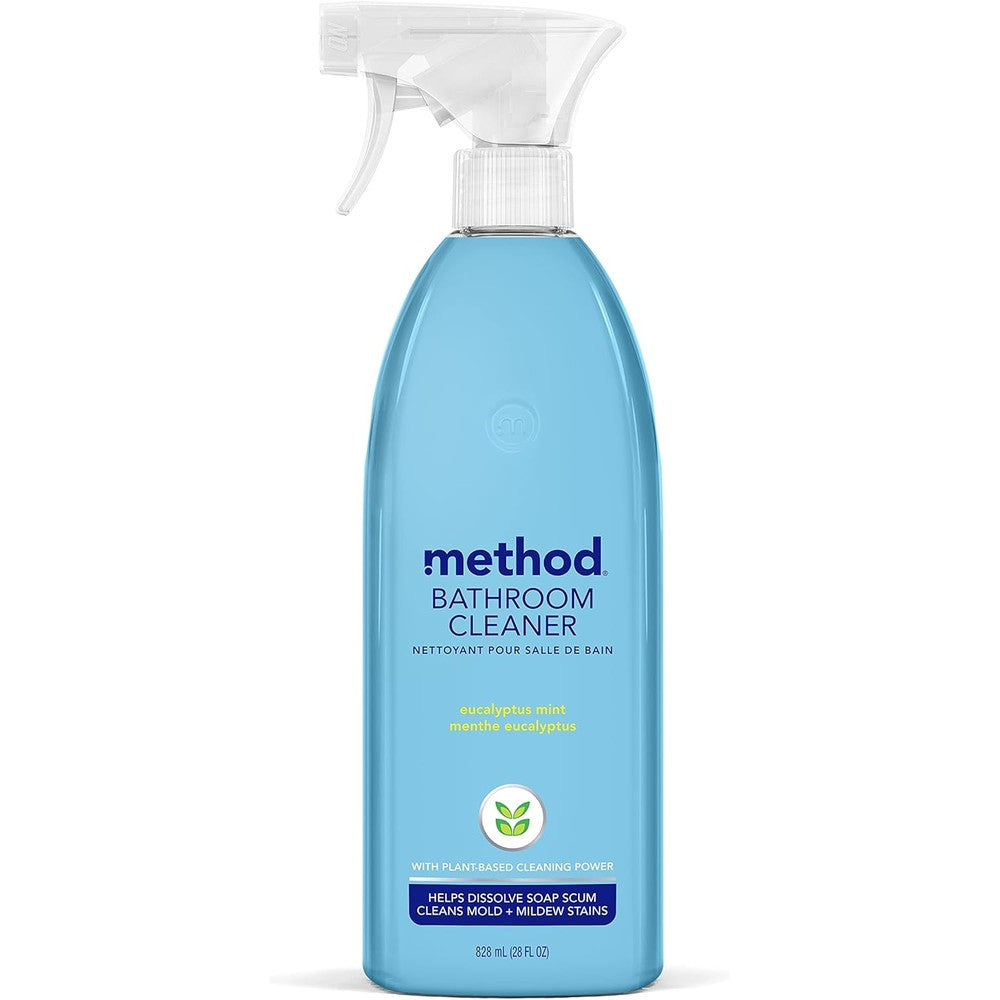 Method Bathroom Cleaner Eucalyptus Mint 28 Fluid Ounce front view plant-based mold remover