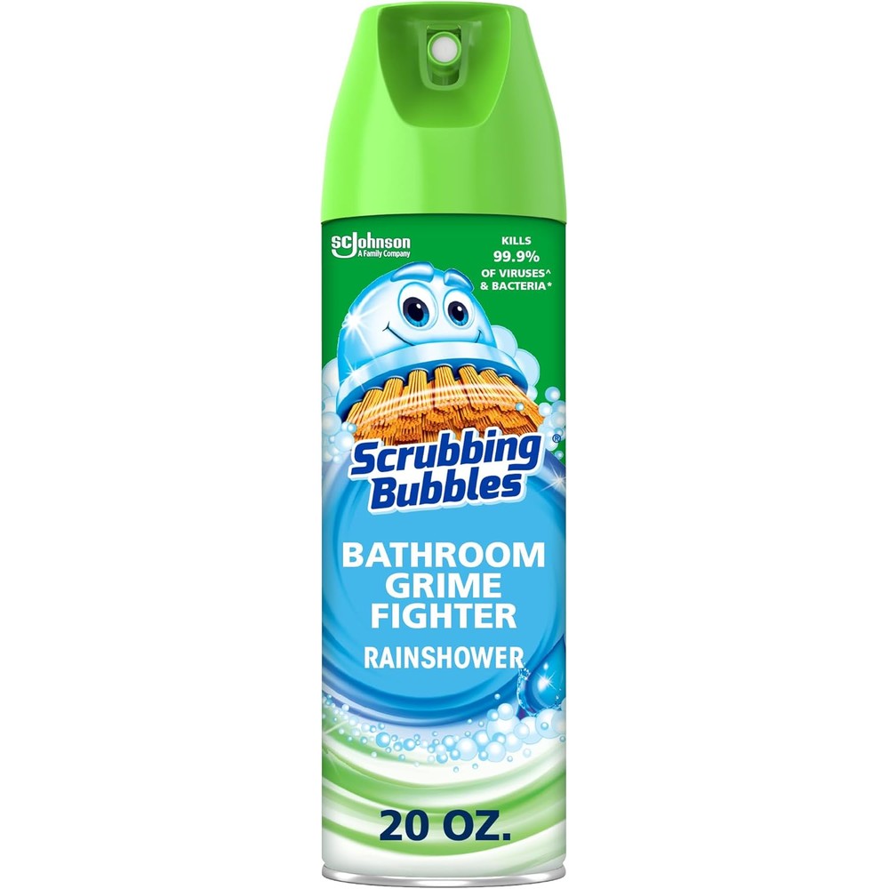 Scrubbing Bubbles Bathroom Grime Fighter Aerosol 20 Ounce front view foaming disinfectant spray.