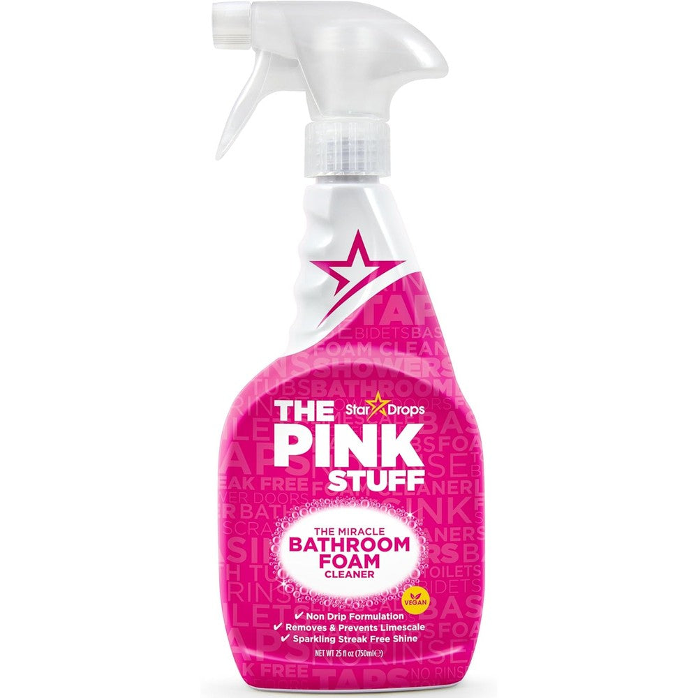 The Pink Stuff Miracle Bathroom Foam Cleaner 750ml front view for limescale removal