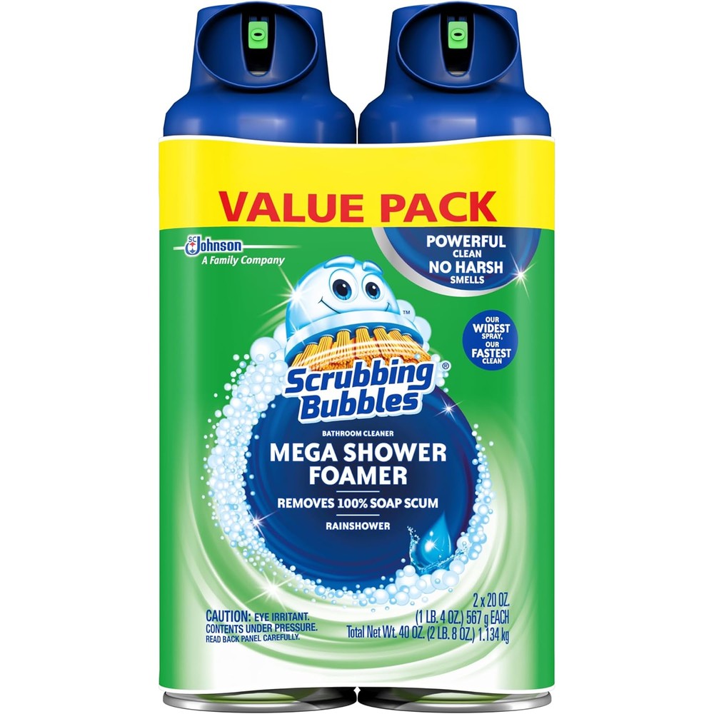 Scrubbing Bubbles Mega Shower Foamer Aerosol pack of 2 front view bathroom disinfectant spray