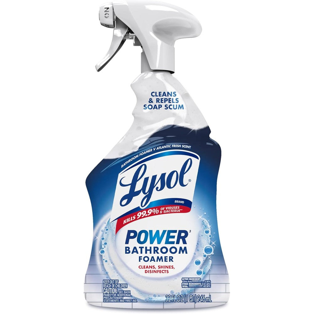 Lysol Power Foaming Bathroom Cleaner 32 Ounce bottle front view disinfectant spray.