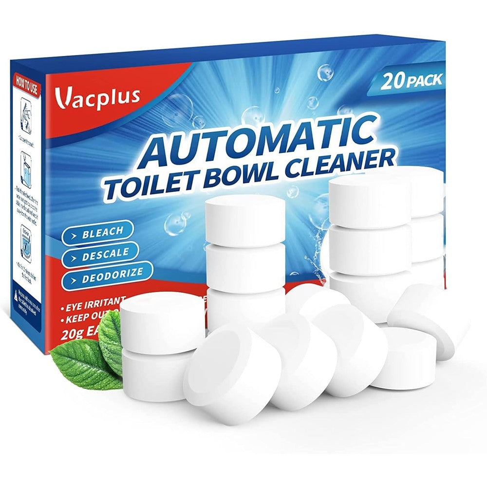 Vacplus toilet bowl cleaner tablets 20 pack front view packaging
