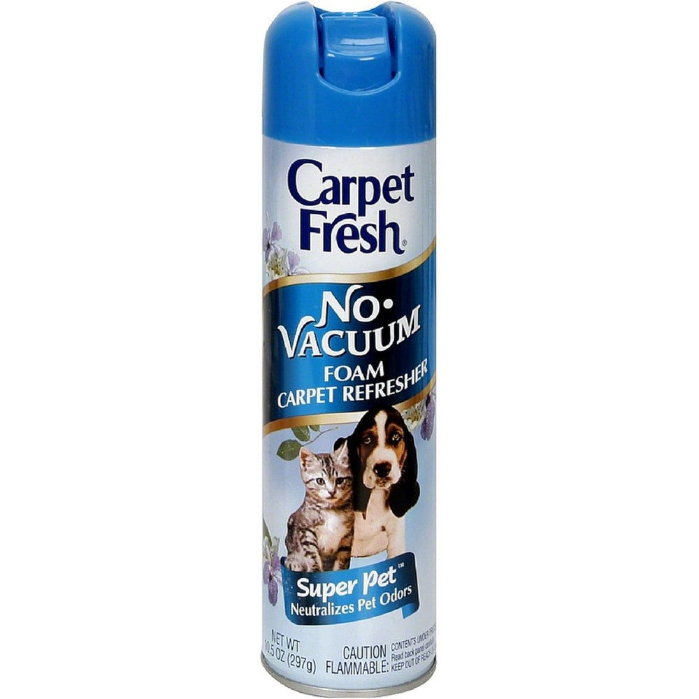 Carpet Fresh No Vacuum Foam Super Pet 10.50 Ounce front view professional carpet deodorizer spray