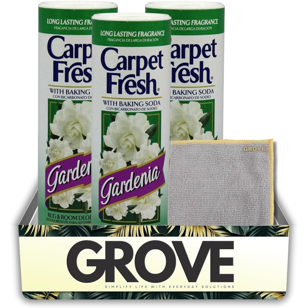 Grove Carpet Fresh Gardenia powder bundle front view for odor elimination
