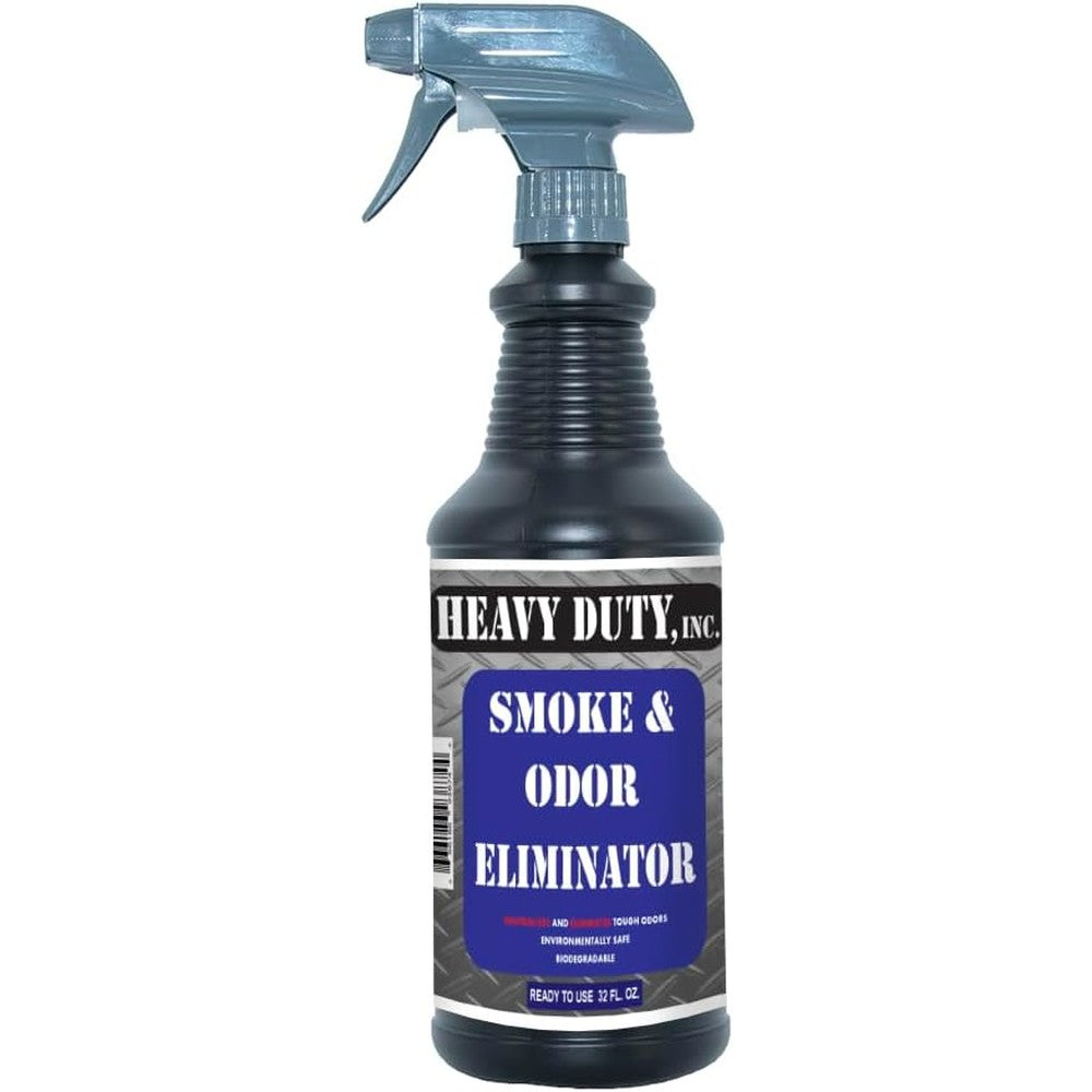 Heavy Duty Smoke and Odor Eliminator 32 Fluid Ounce spray bottle front view for professional deodorizing.