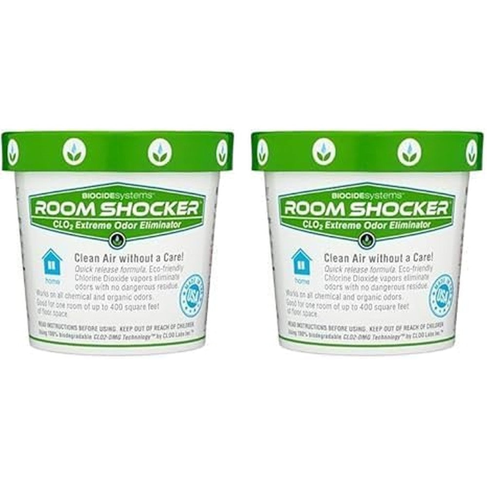 Biocide Systems Room Shocker 2 pack front view chlorine dioxide odor bomb