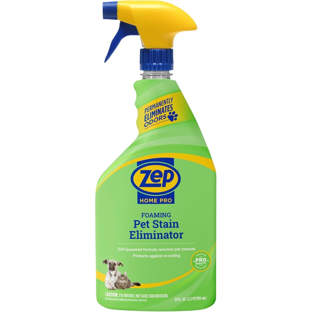 Zep Home Pro Foaming Pet Stain Eliminator front view bottle for carpet cleaning.