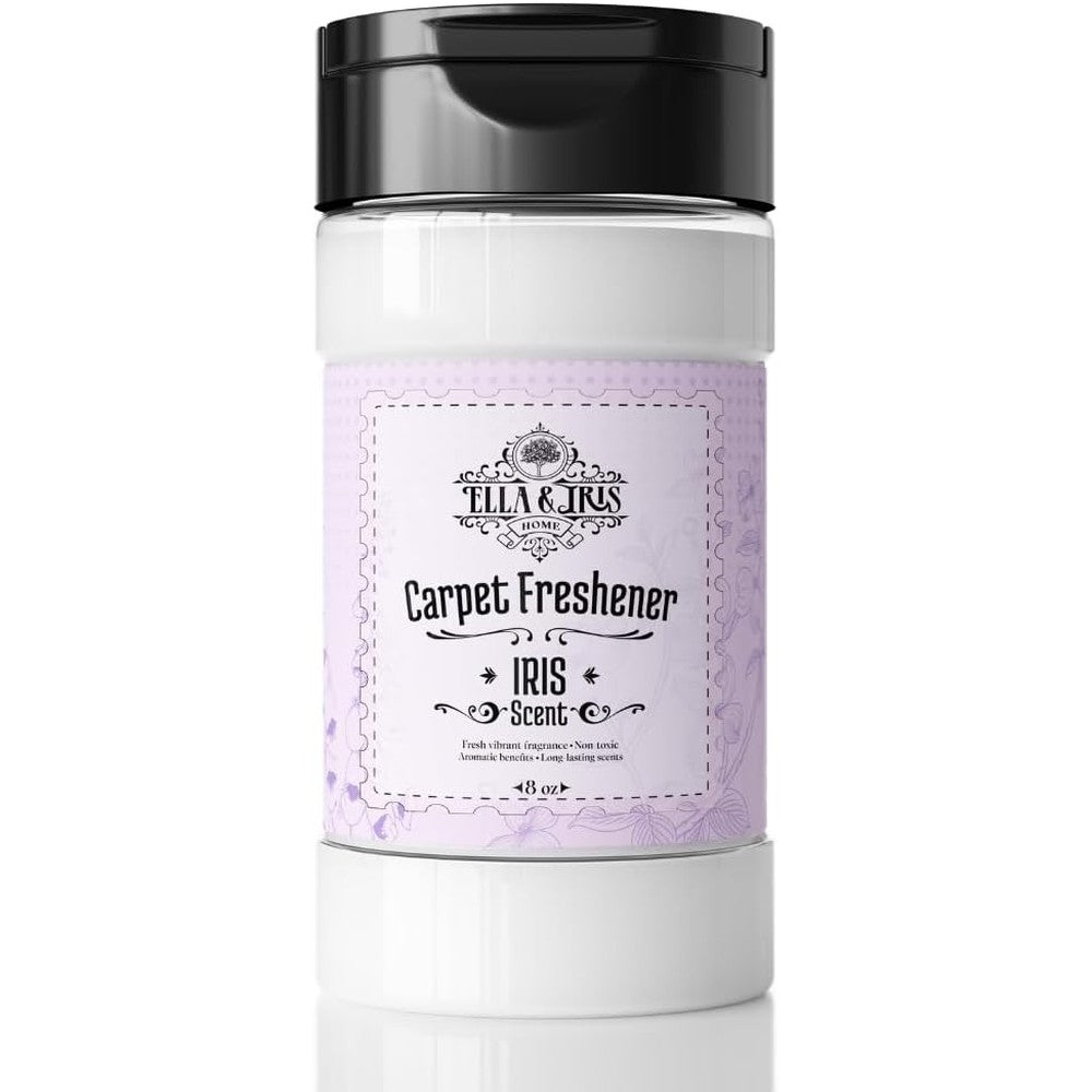 Ella & Iris Home Iris Scent Carpet Freshener 48 ounce bottle front view for odor elimination.