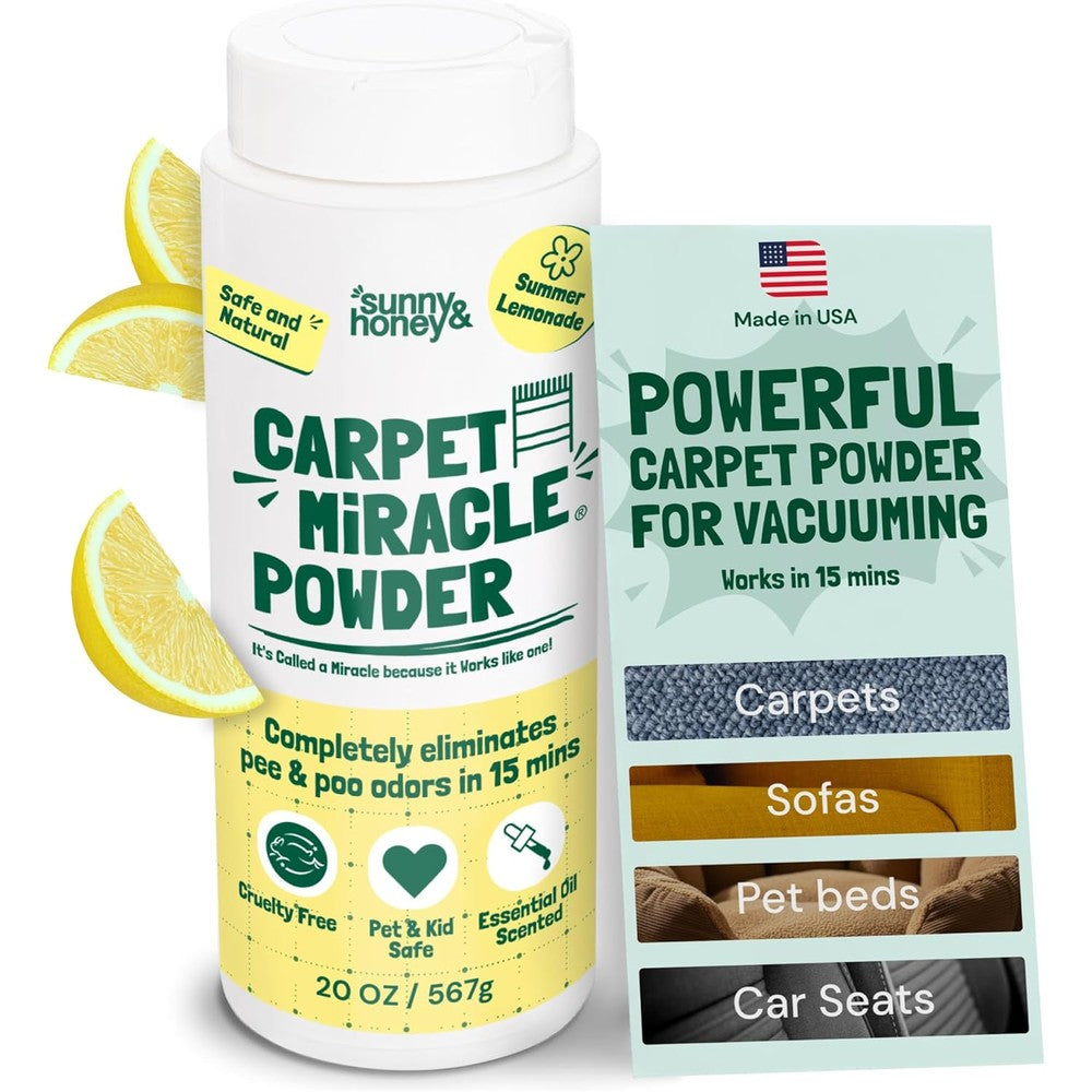 Sunny & Honey Carpet Freshener Powder 20 Ounce front view for pet odor elimination