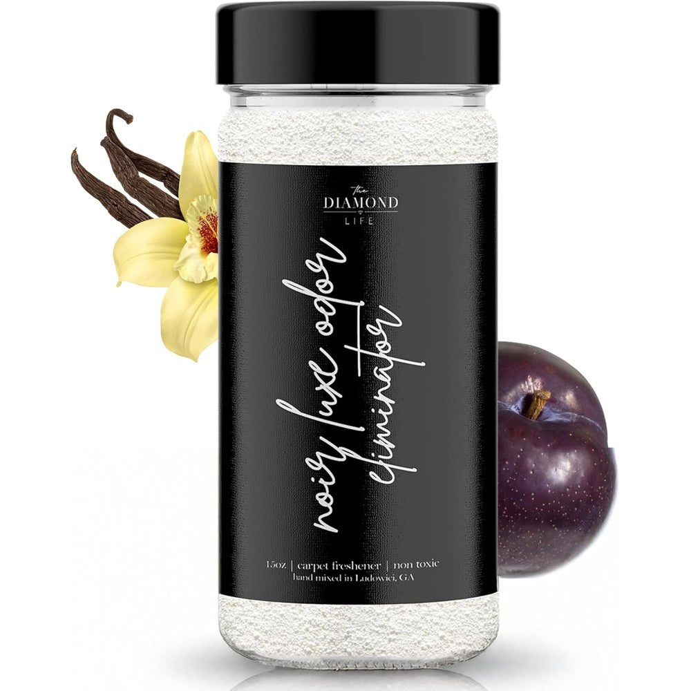 The Diamond Life Noir Luxe Carpet Deodorizer front view showing 15 ounce container