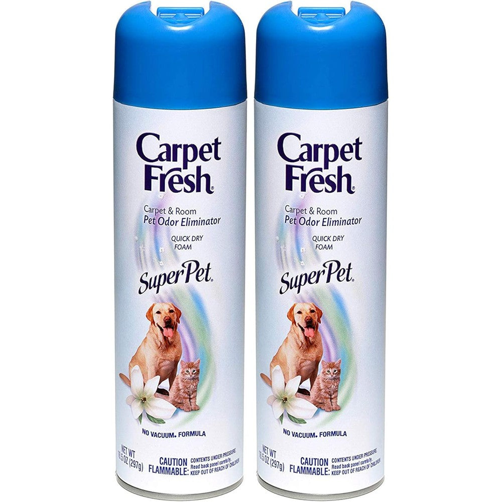 Carpet Fresh Super Pet No Vacuum Foam Refresher front view for pet odor elimination.