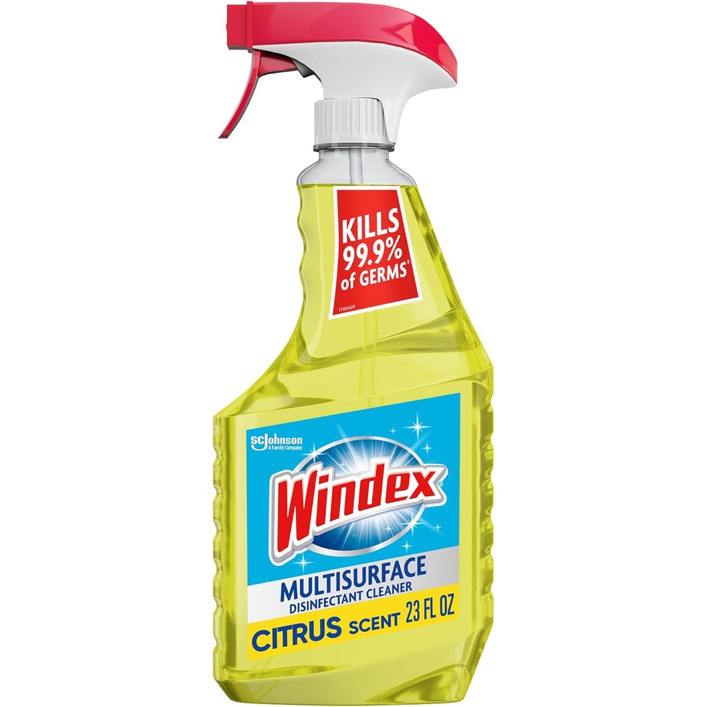 Windex Multipurpose Disinfectant Spray front view for streak-free home cleaning.