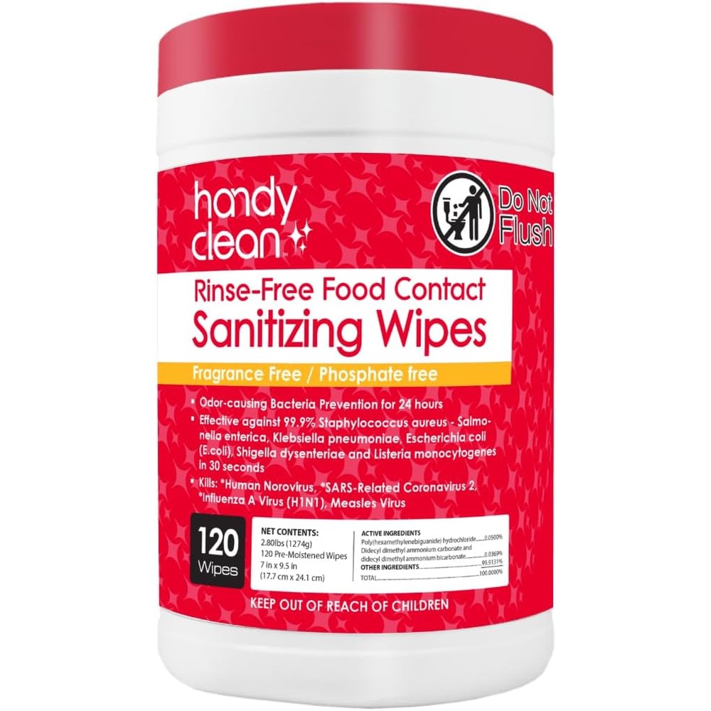 Diamond Wipes HandyClean Rinse-Free Sanitizing Wipes canister for food contact surface cleaning.