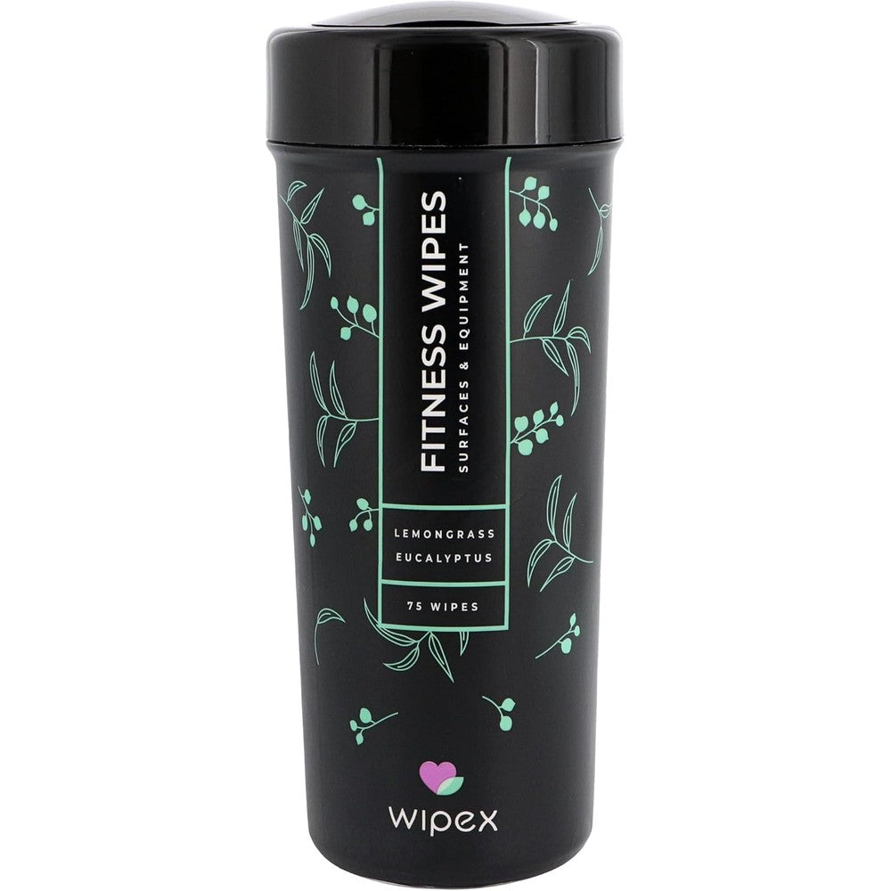 Wipex Natural Fitness Equipment Wipes 75 count canister front view for gym hygiene.