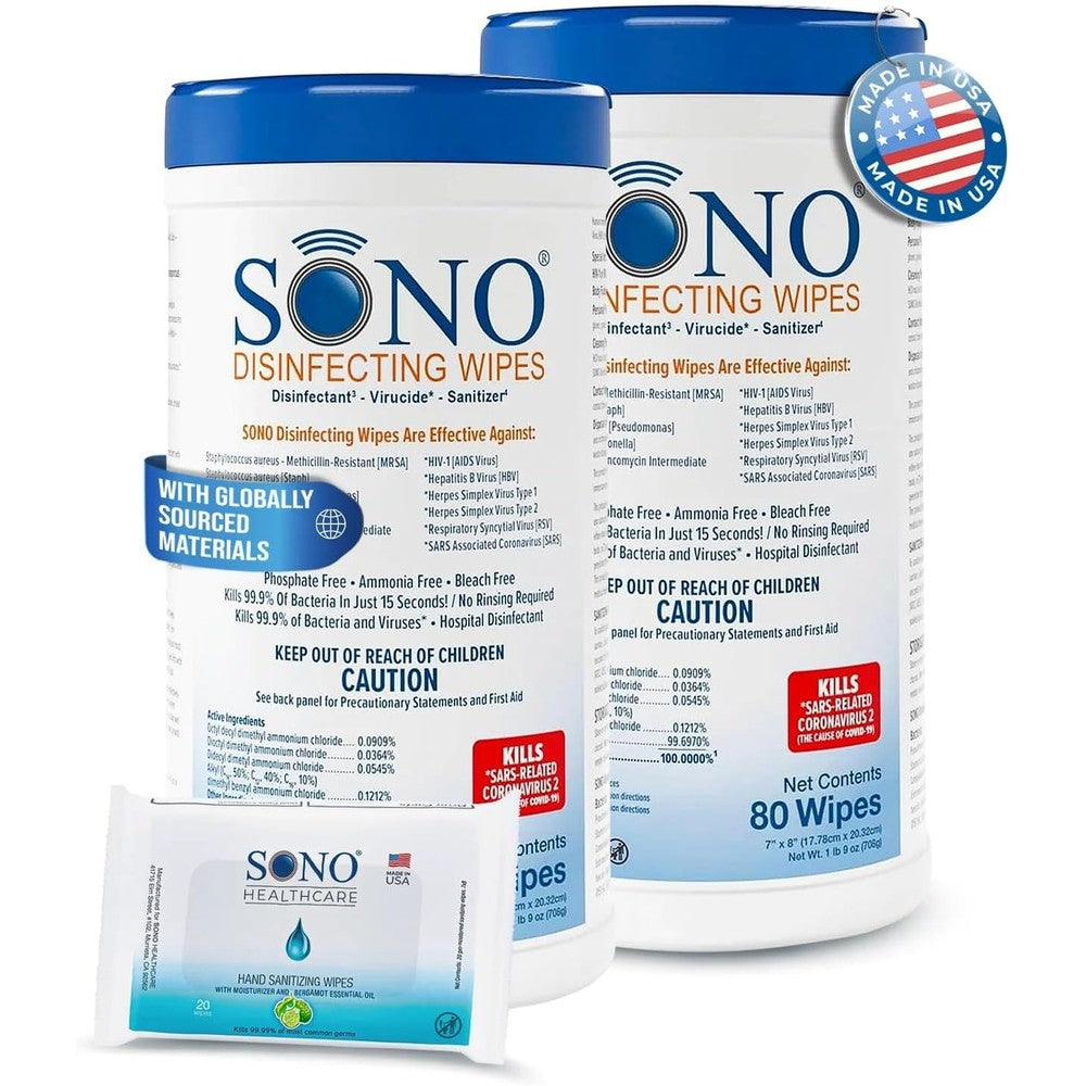 SONO Disinfecting Wipes front view medical grade surface cleaner