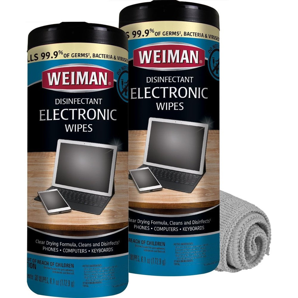 Weiman Electronics and Screen Disinfecting Wipes front view for electronic cleaning.