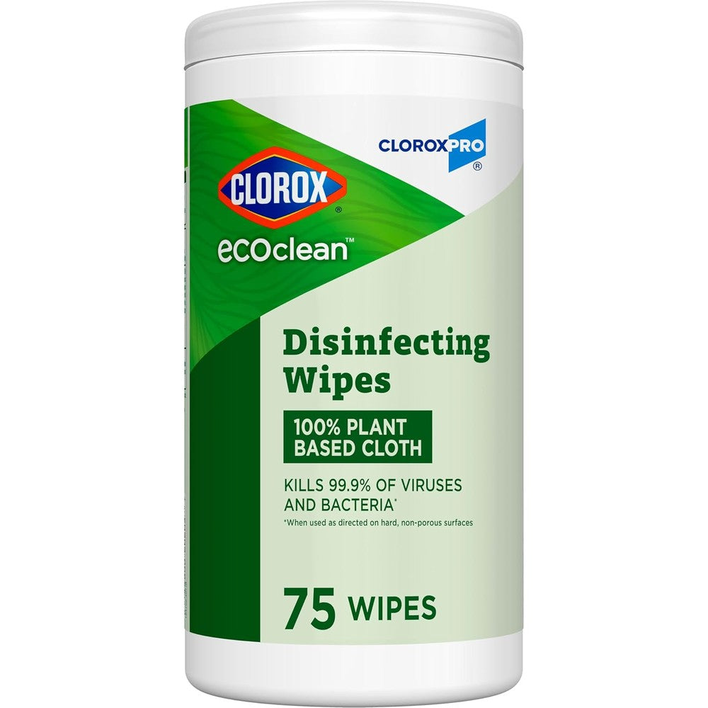 CloroxPro EcoClean Disinfecting Wipes 75 count canister front view plant based disinfectant