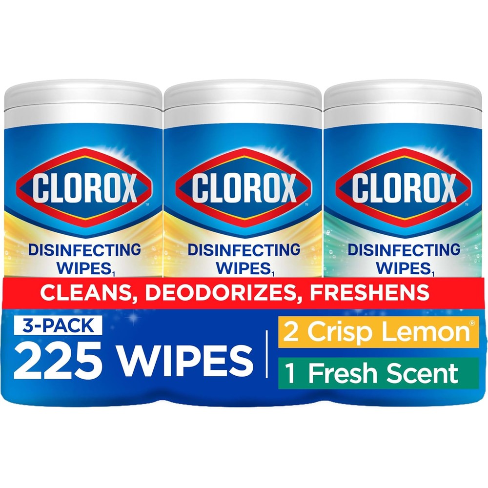 Clorox Disinfecting Cleaning Wipes Variety Pack 3 canisters front view for home surface sanitization.