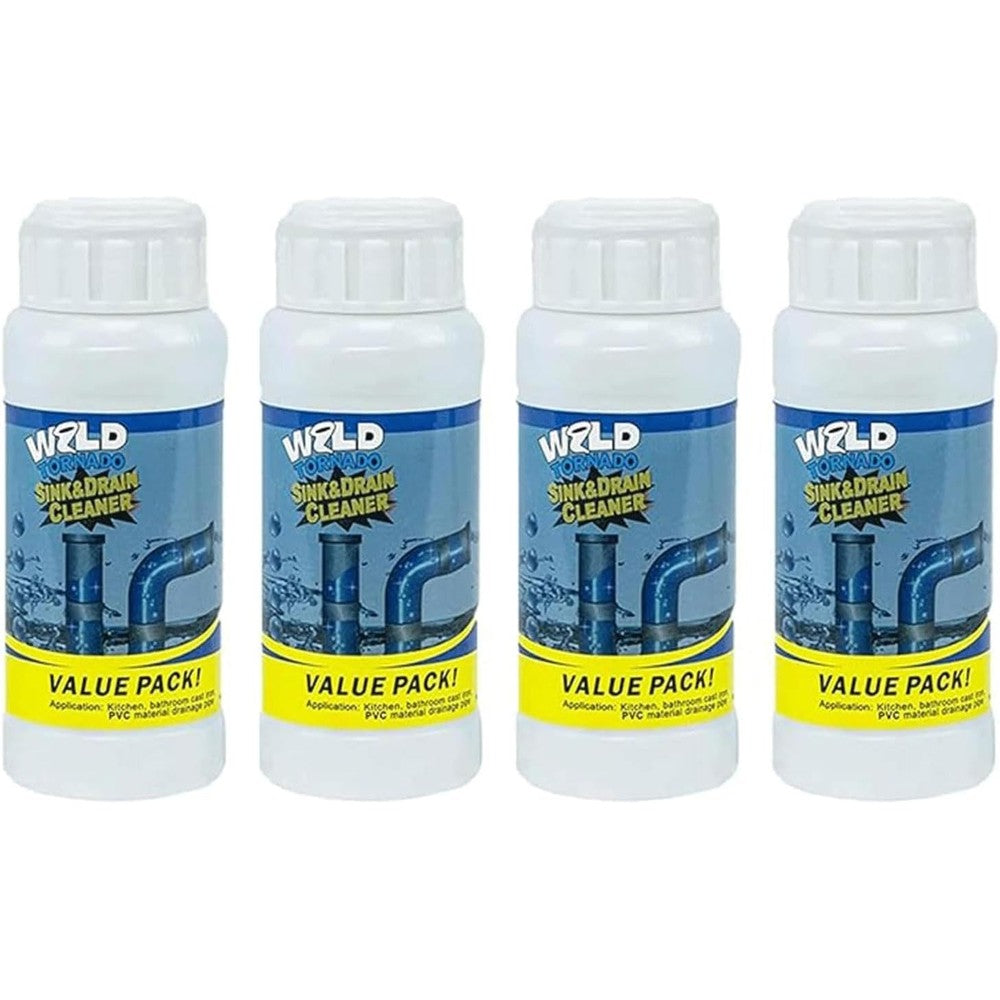 Wild Tornado Sink Drain Cleaner bottle front view for kitchen pipe blockage removal.
