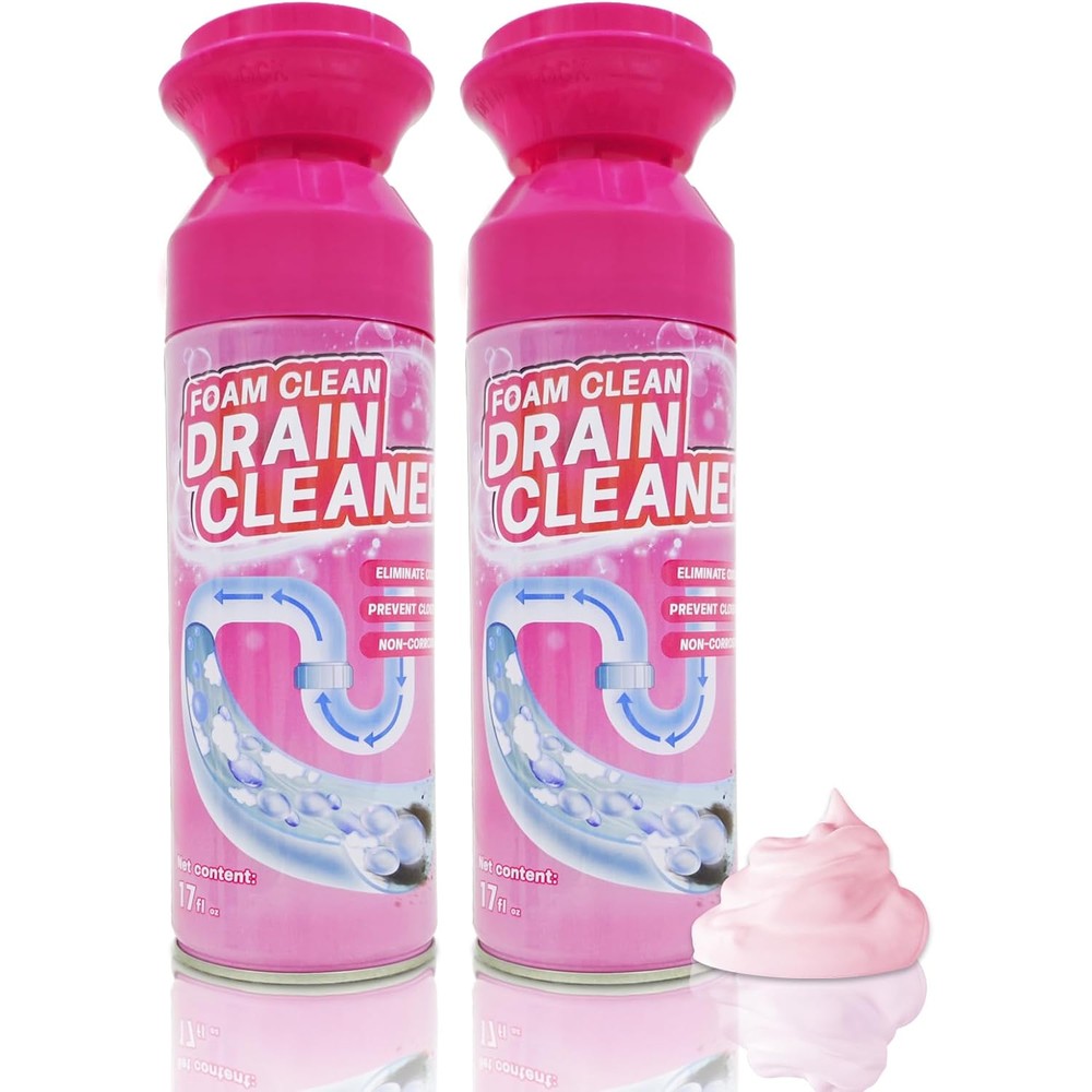 4 SQUARE Foam Drain Cleaner and Deodorizer set front view for sink clog removal.
