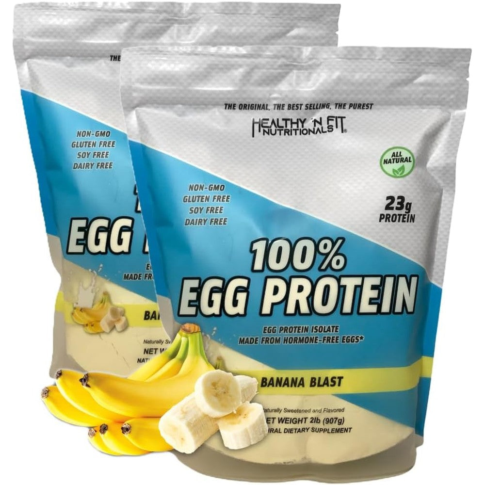 Healthy 'N Fit 100% Egg Protein Banana Blast front view 2 pack supplement