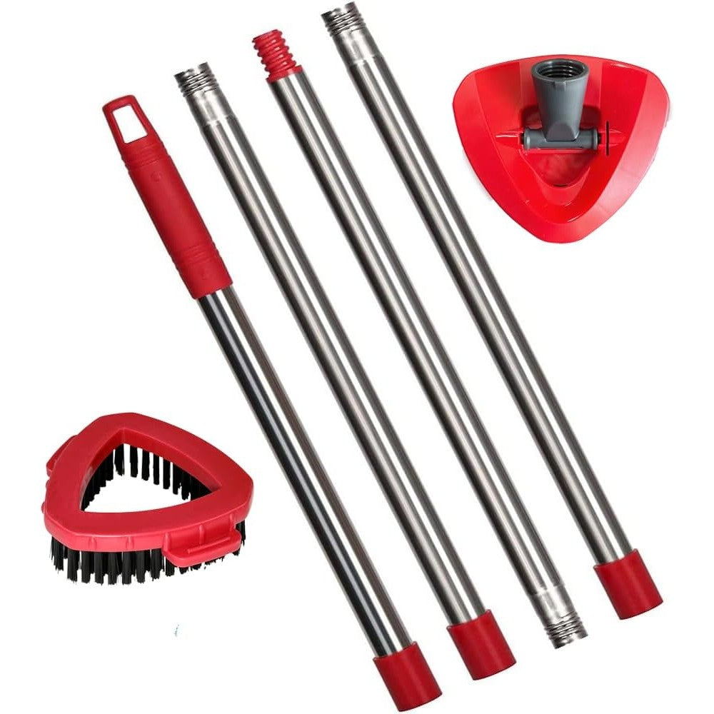 Generic 4-section stainless steel mop handle front view
