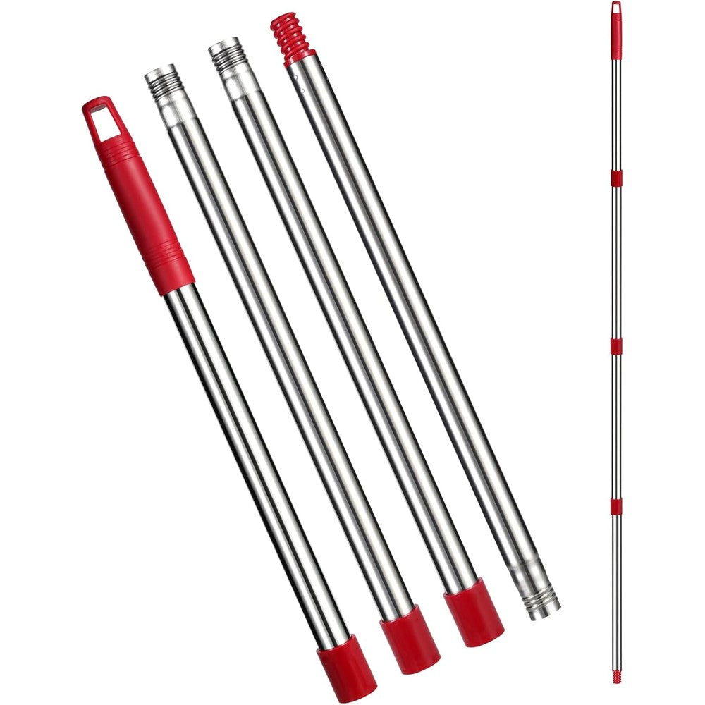 FunCee spin mop replacement handle front view adjustable stainless steel stick