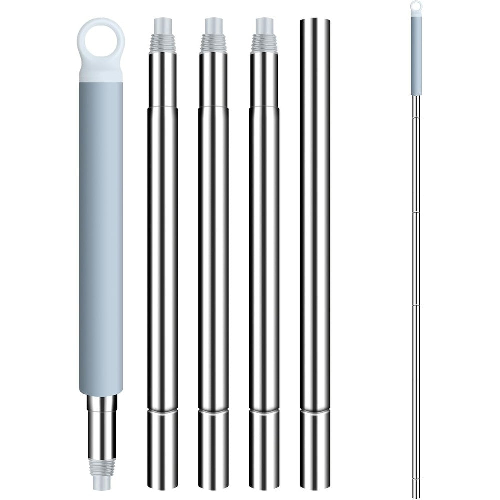 BOSHENG mop handle extension rods front view of five stainless steel replacement segments