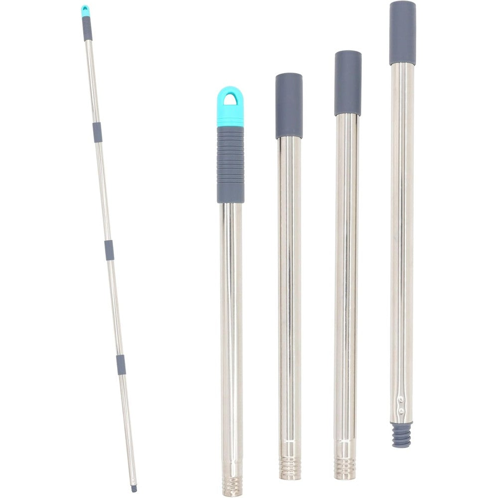 EaseYourDay stainless steel pole mop replacement handle front view showing the four interlocking modular sections