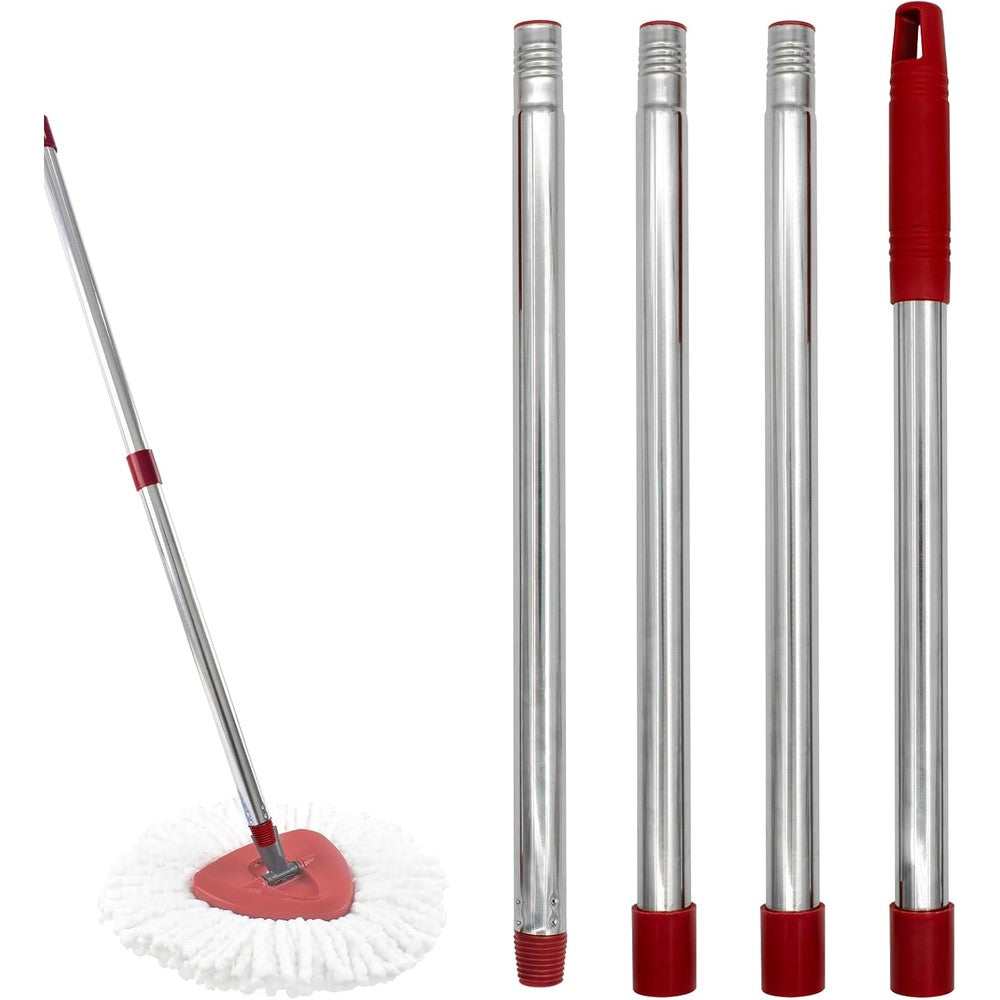Aiyiried 4-section stainless steel spin mop handle front view