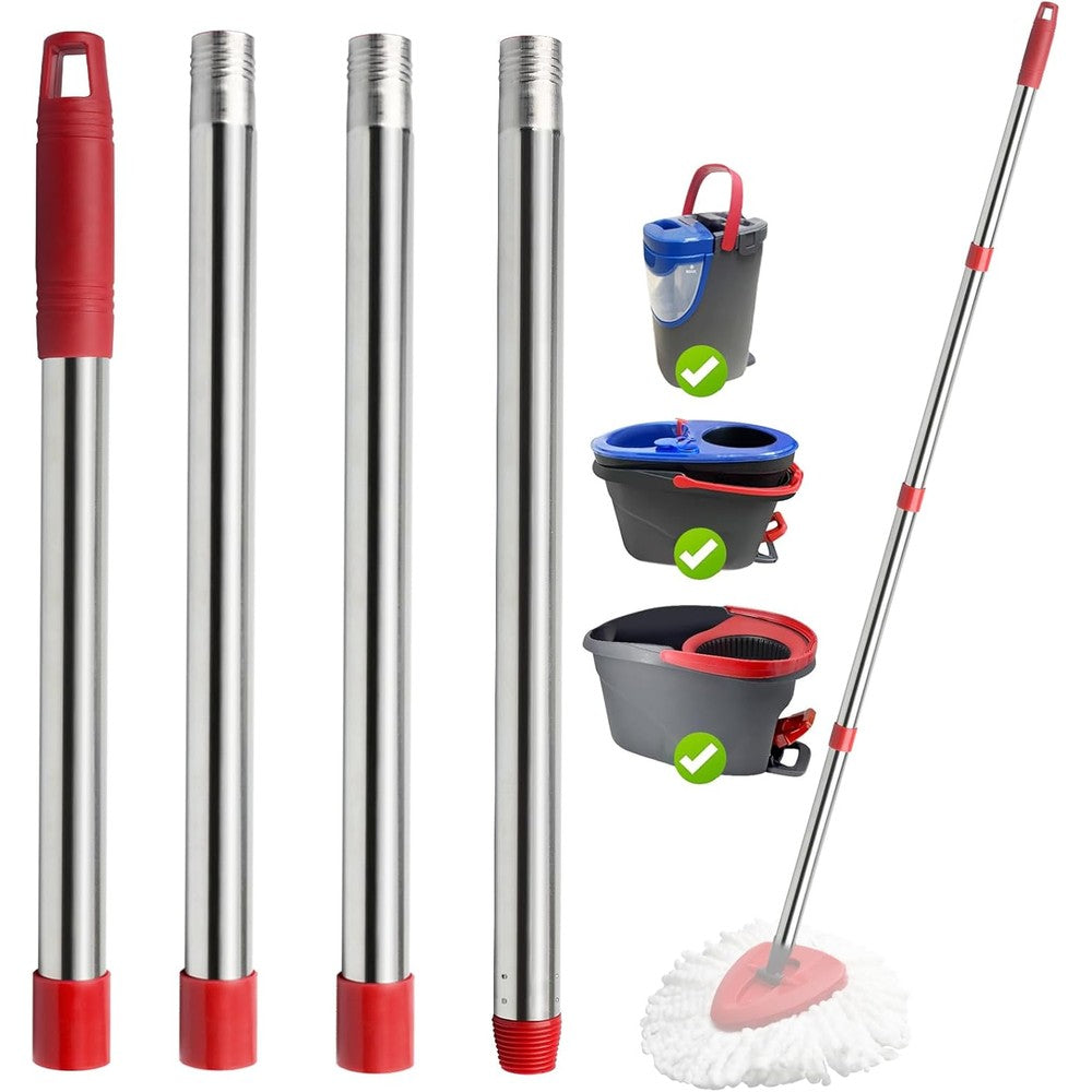 HiBaBy 4 section spin mop replacement handle front view showing full extension.