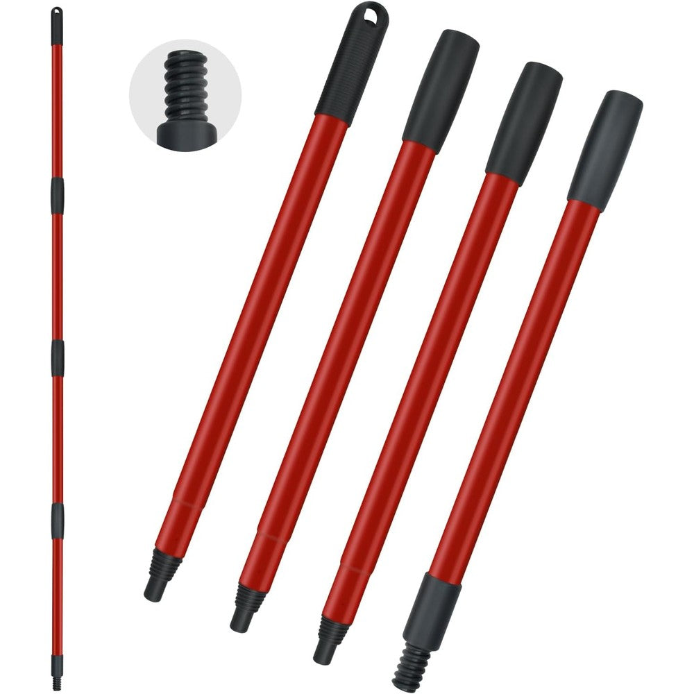 GFRED mop handle replacement front view showing four section red iron pole pieces.