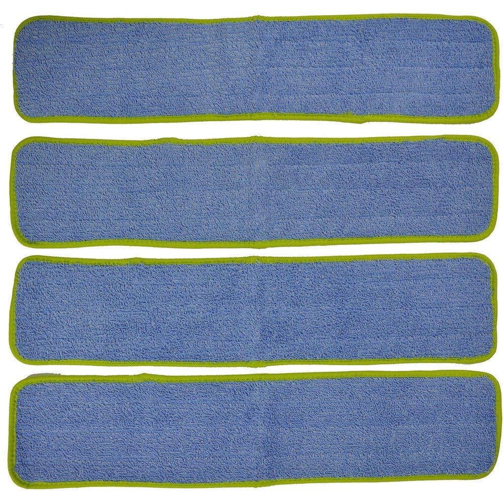 CleanAide microfiber wet mop pad refills 4 pack front view showing green trim cleaning surface