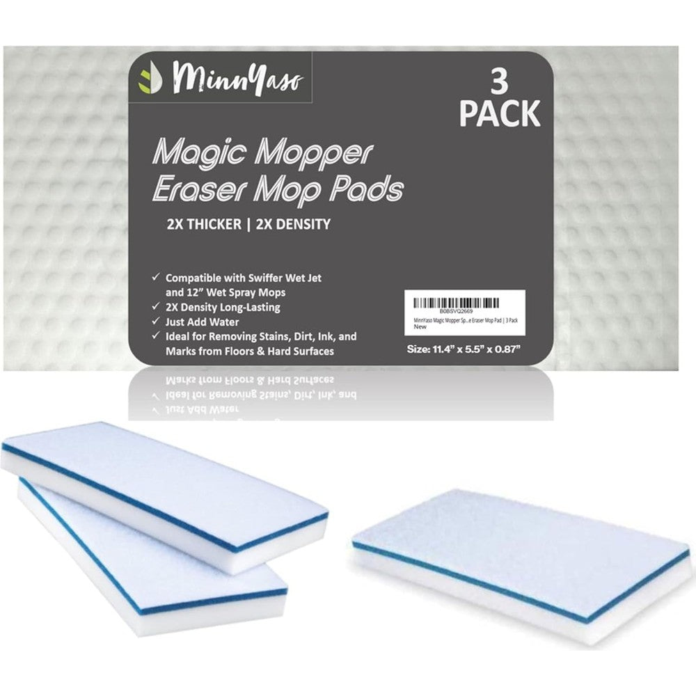 MinnYaso Magic Mopper Sponge Eraser Mop Pad front view showcasing the premium white melamine cleaning surface.