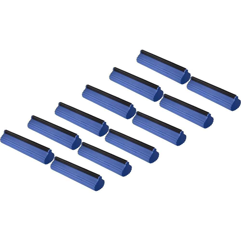 Quickie PVA Roller Mop Refill Sponge twelve pack front view showing blue grooved polyvinyl alcohol surface.