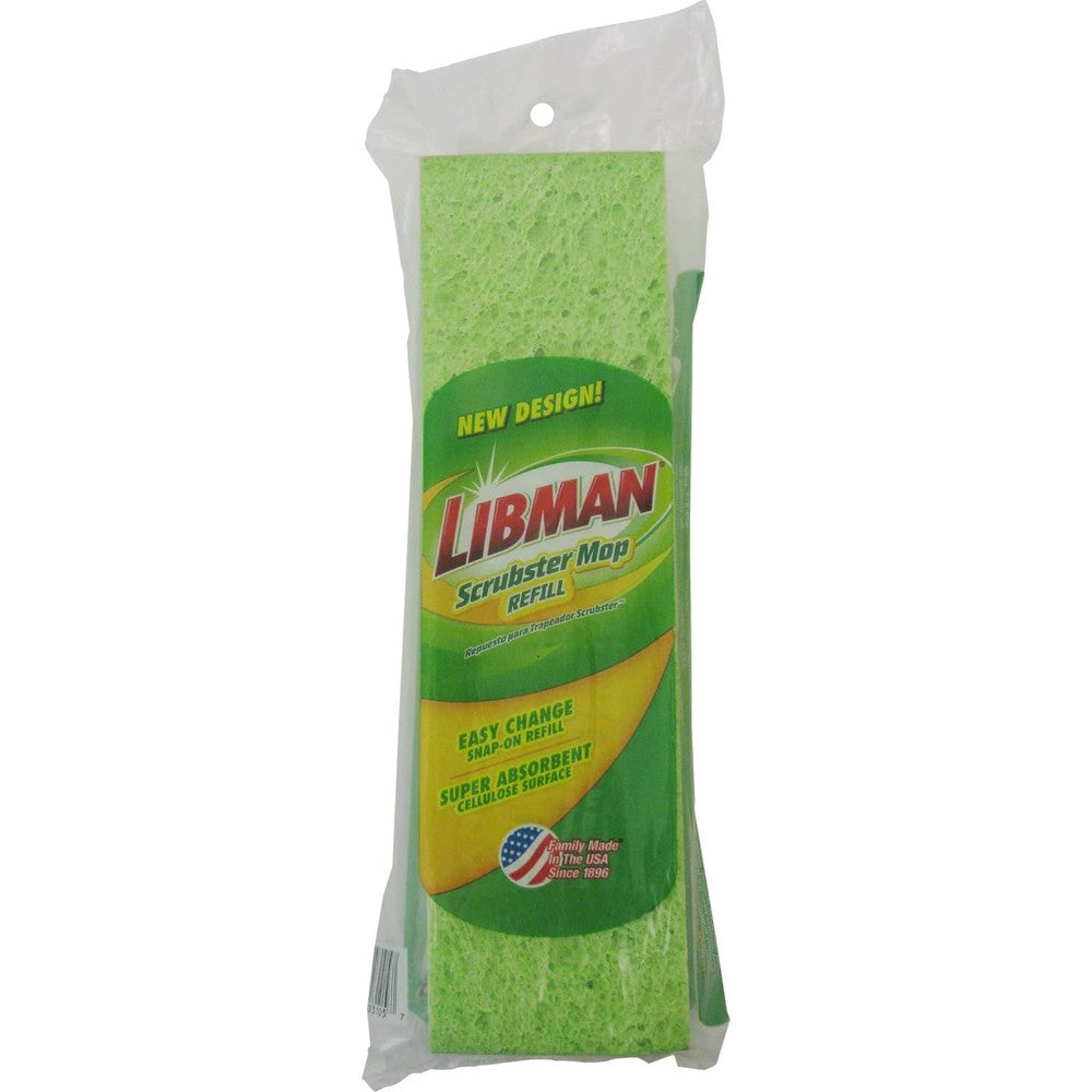 Libman Commercial 3105 Scrubster Mop Refill front view showing green cellulose sponge surface.