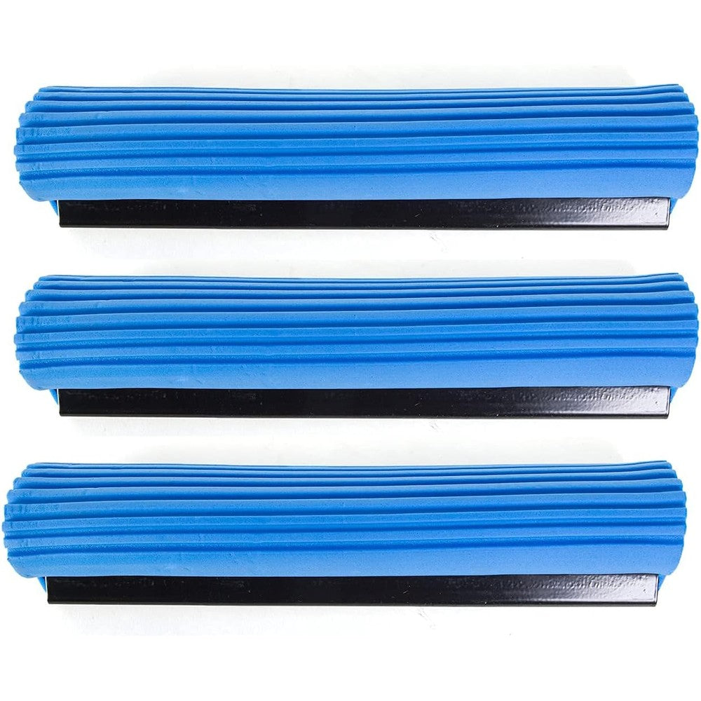 Kitchen + Home PVA sponge roller mop head refills front view showing three blue foam replacements