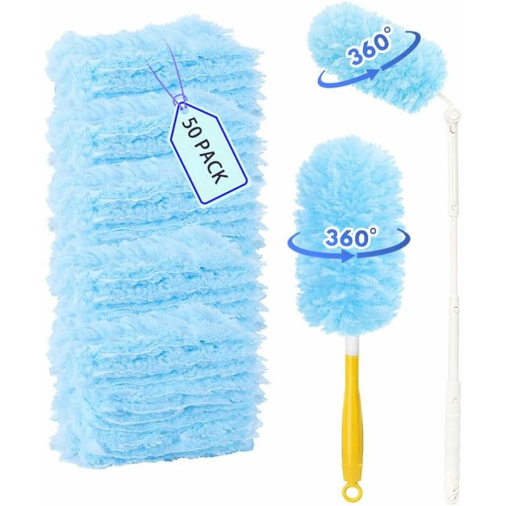 Hayego 360 degree heavy duty duster refills box front view showing blue disposable cleaning heads.