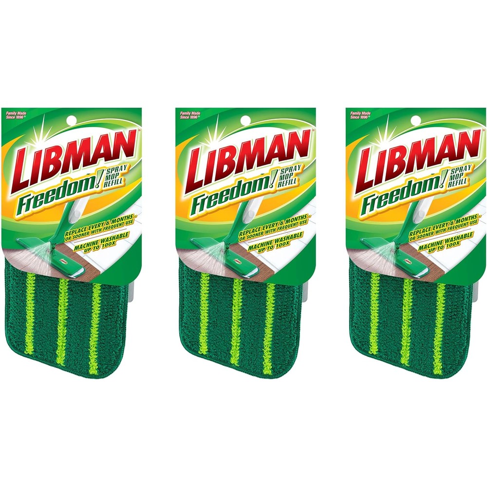 Libman Commercial Freedom Spray Mop Refills front view three pack