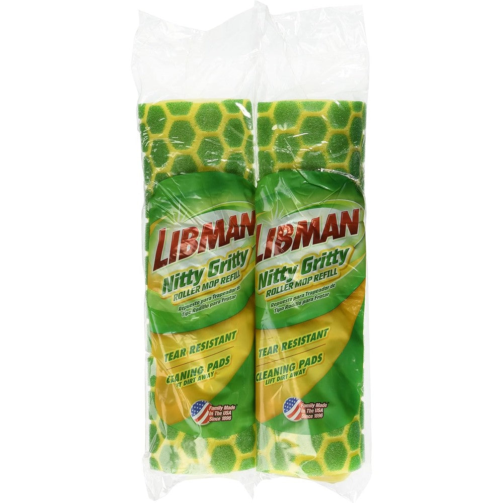 Libman Commercial Nitty Gritty Roller Mop Refill pack front view premium imported floor cleaning sponge head