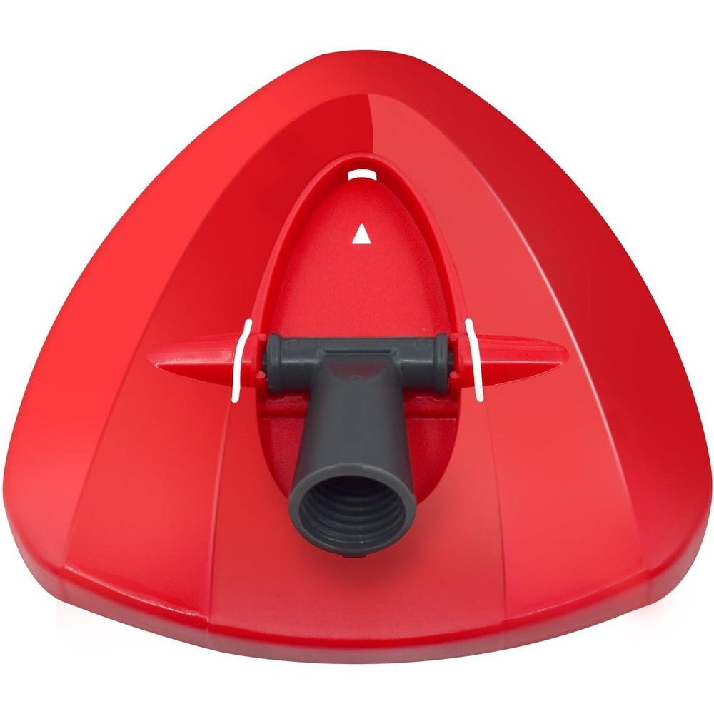Dropy spin mop replacement head base front view showing red triangular plastic design