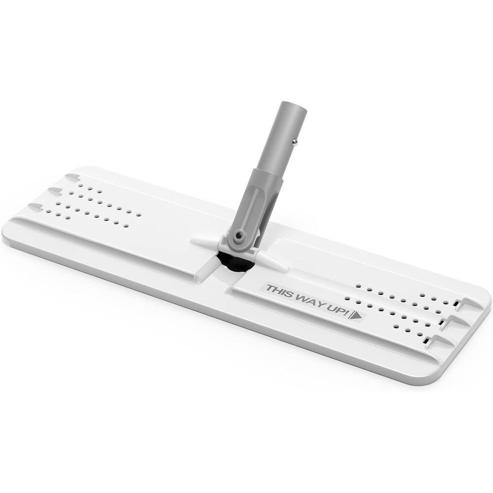 JOYMOOP flat mop head replacement front view showing the sturdy white plastic plate and connection mechanism.