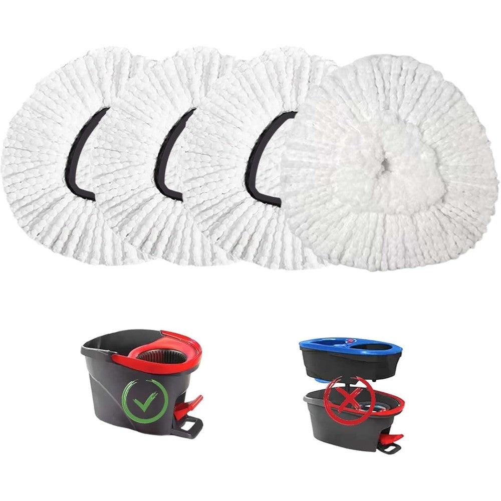 Hanzenma microfiber spin mop replacement heads front view pack of four