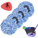 Famebird microfiber spin mop replacement heads front view showing four white refills and one red plastic base