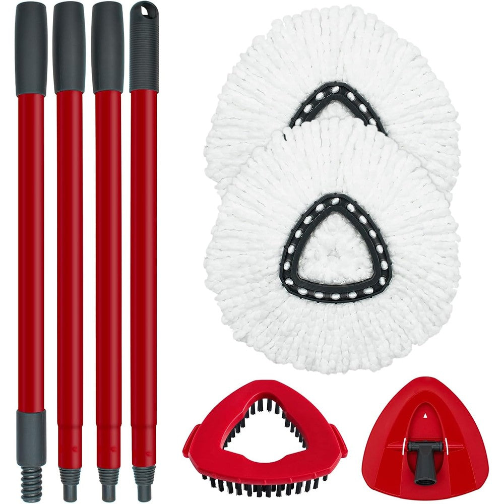 DLAIMI spin mop replacement set front view showing iron handle components and white microfiber refills.
