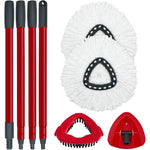 DLAIMI spin mop replacement set front view showing iron handle components and white microfiber refills.