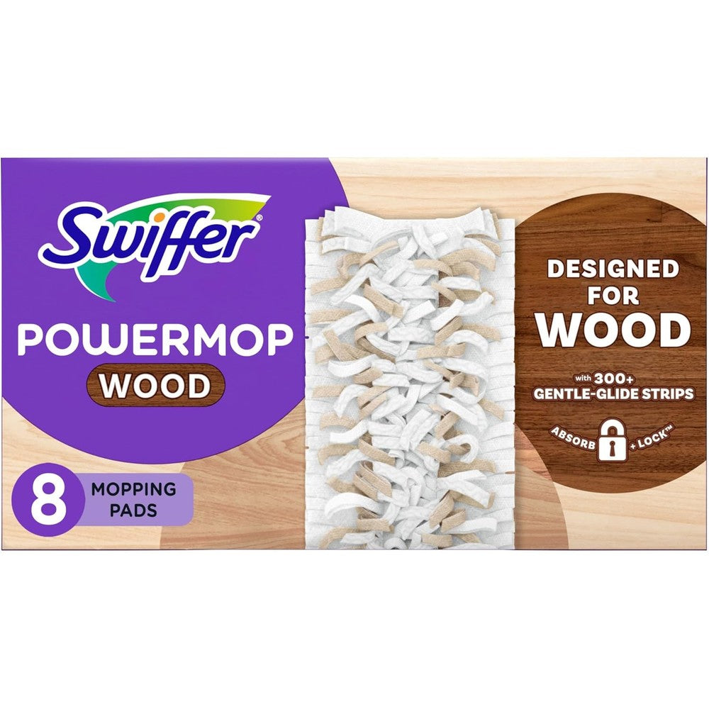 Swiffer PowerMop Wood Mopping Pad Refills eleven count box front view
