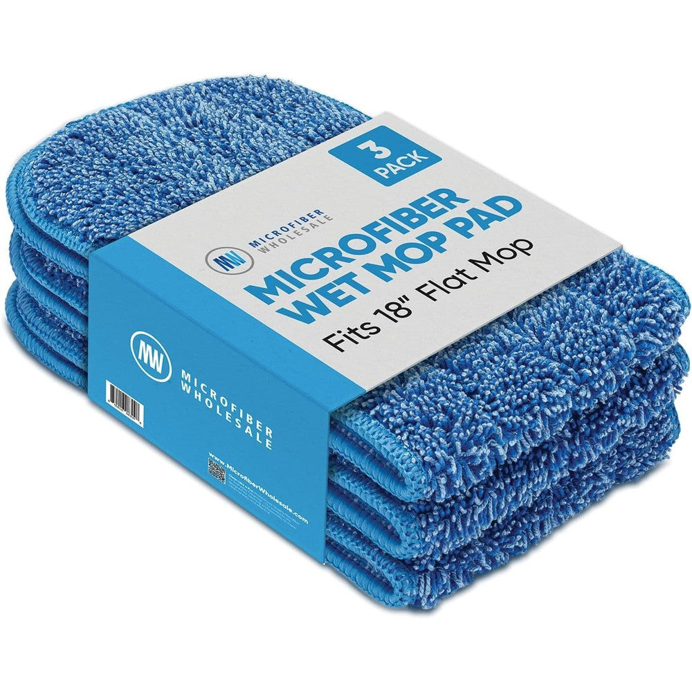Microfiber Wholesale 18 inch premium wet mop pads 3 pack front view