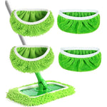 Febsow reusable microfiber mop pads front view green four pack for eco friendly floor cleaning